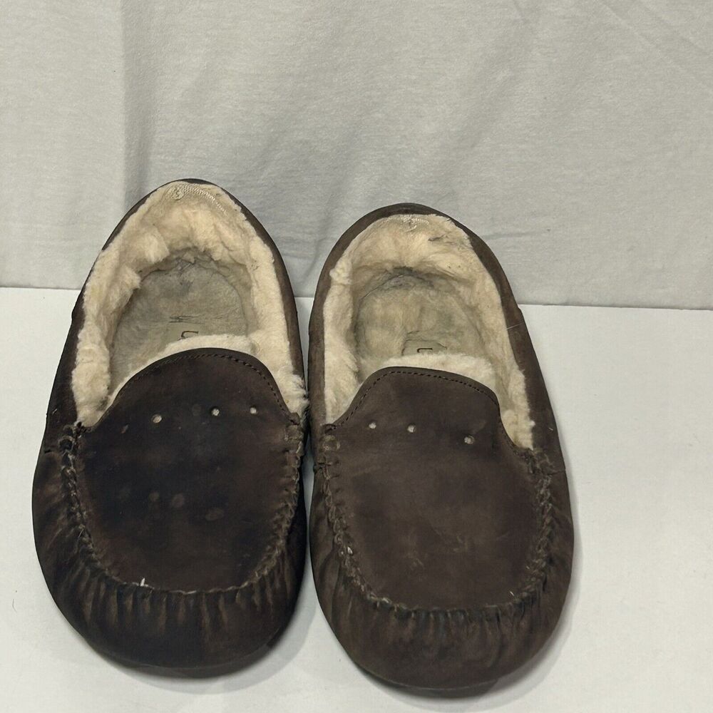 UGG Australia Womens Ansley Moccasin Slipper Brown Moc Toe Lined Slip On Size 8